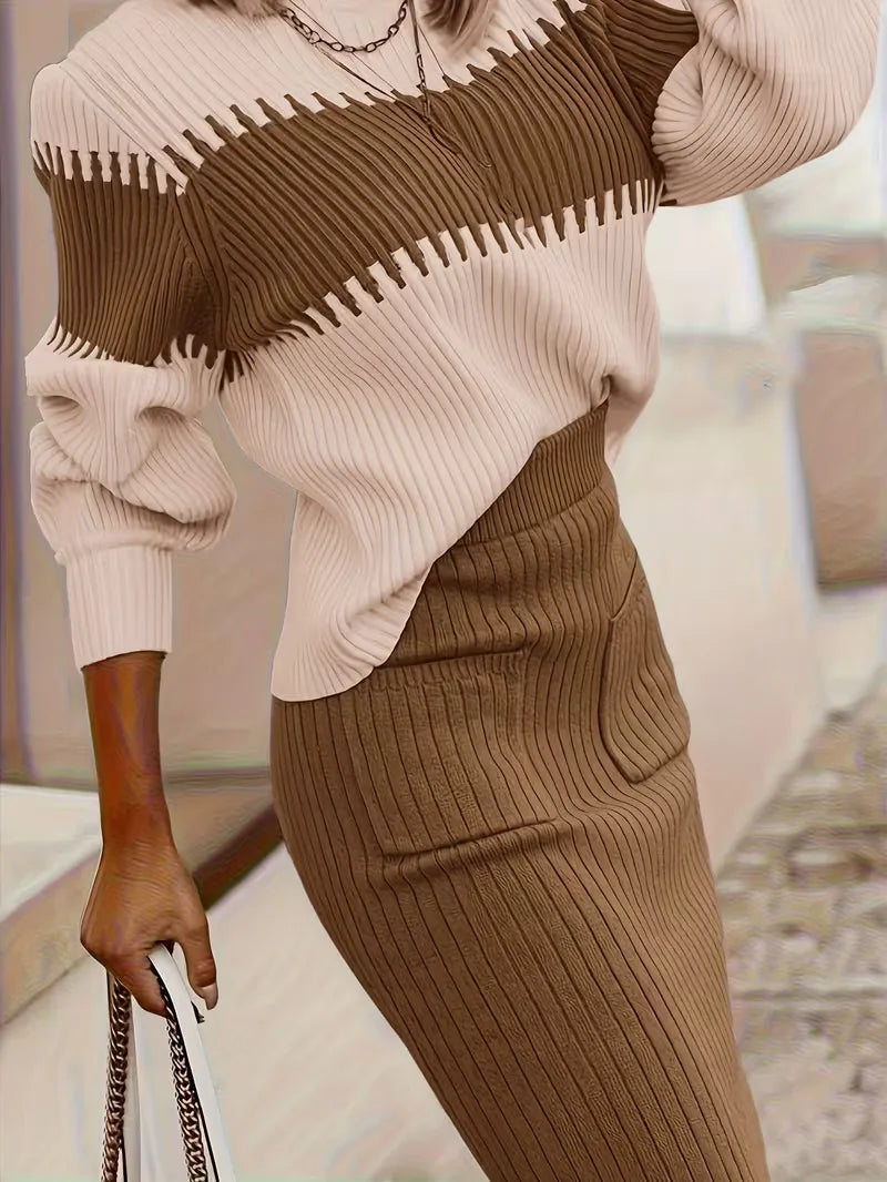 Ribbed Two-Piece Skirt Set - Coordinated and Comfortable
