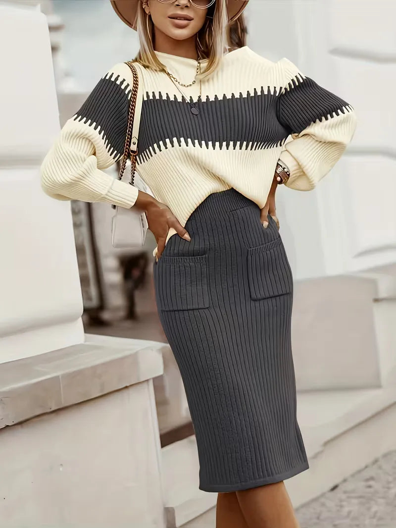 Ribbed Two-Piece Skirt Set - Coordinated and Comfortable