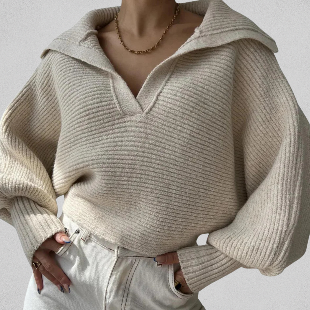 Loose V-Neck Sweater - Soft and Easy