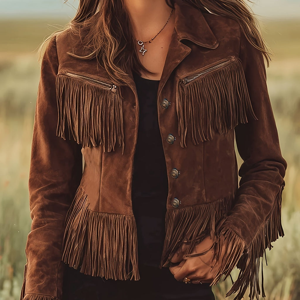 Women’s Fringe Western Jacket – Statement Casual Outerwear