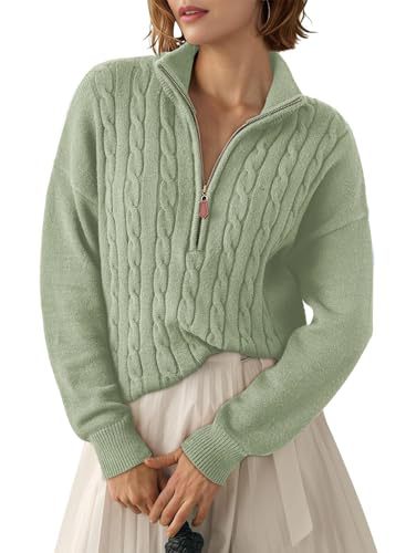 Retro Half-Zip Sweater Top - Loose and Casual