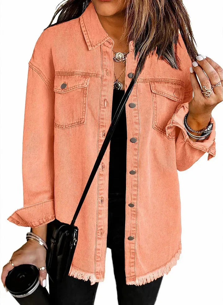 Women’s Classic Denim Jacket – Timeless Casual Button-Up Everyday Layering Style