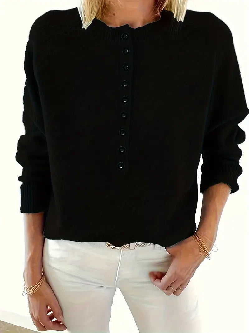 Women’s Button-Detail Pullover - Elegant and Comfortable