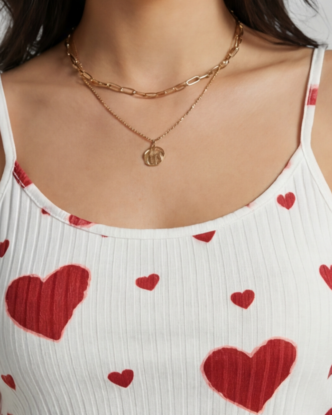 Women’s Stylish 2-Piece Heart Print Pajama Set – Comfy Top and Shorts Sleepwear