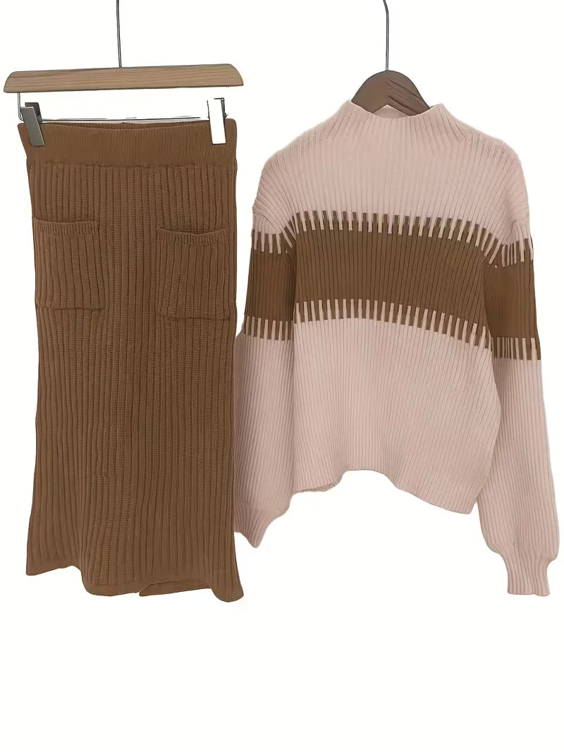 Ribbed Two-Piece Skirt Set - Coordinated and Comfortable