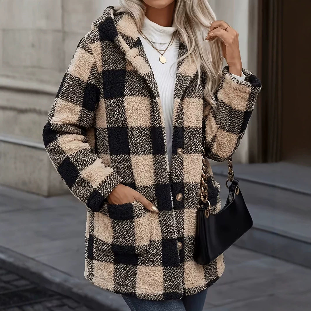 Retro Plaid Pocket Coat - Warm and Casual