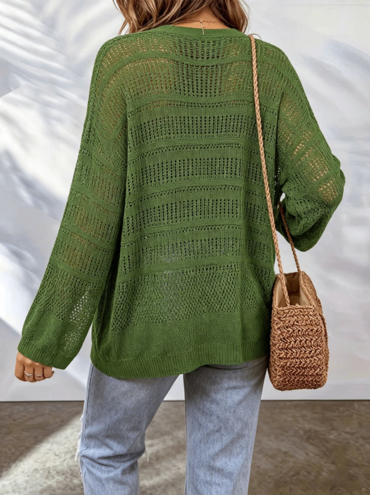 Women's Hollow Out Knit Cardigan - Lightweight Open Front Layer