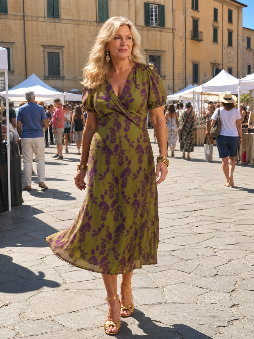 Women's Relaxed Floral Midi Dress - Easy Soft Daywear