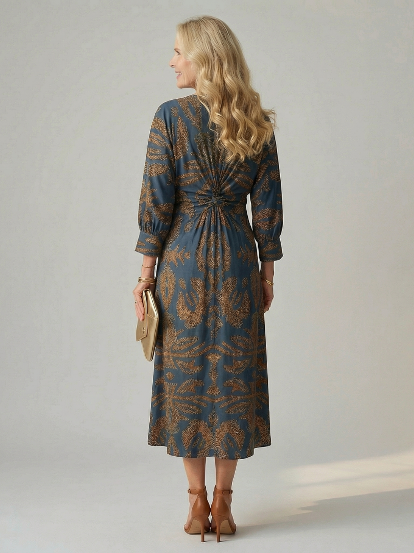 Women's Natural Wrap Midi Dress - Soft Flattering Everyday Style