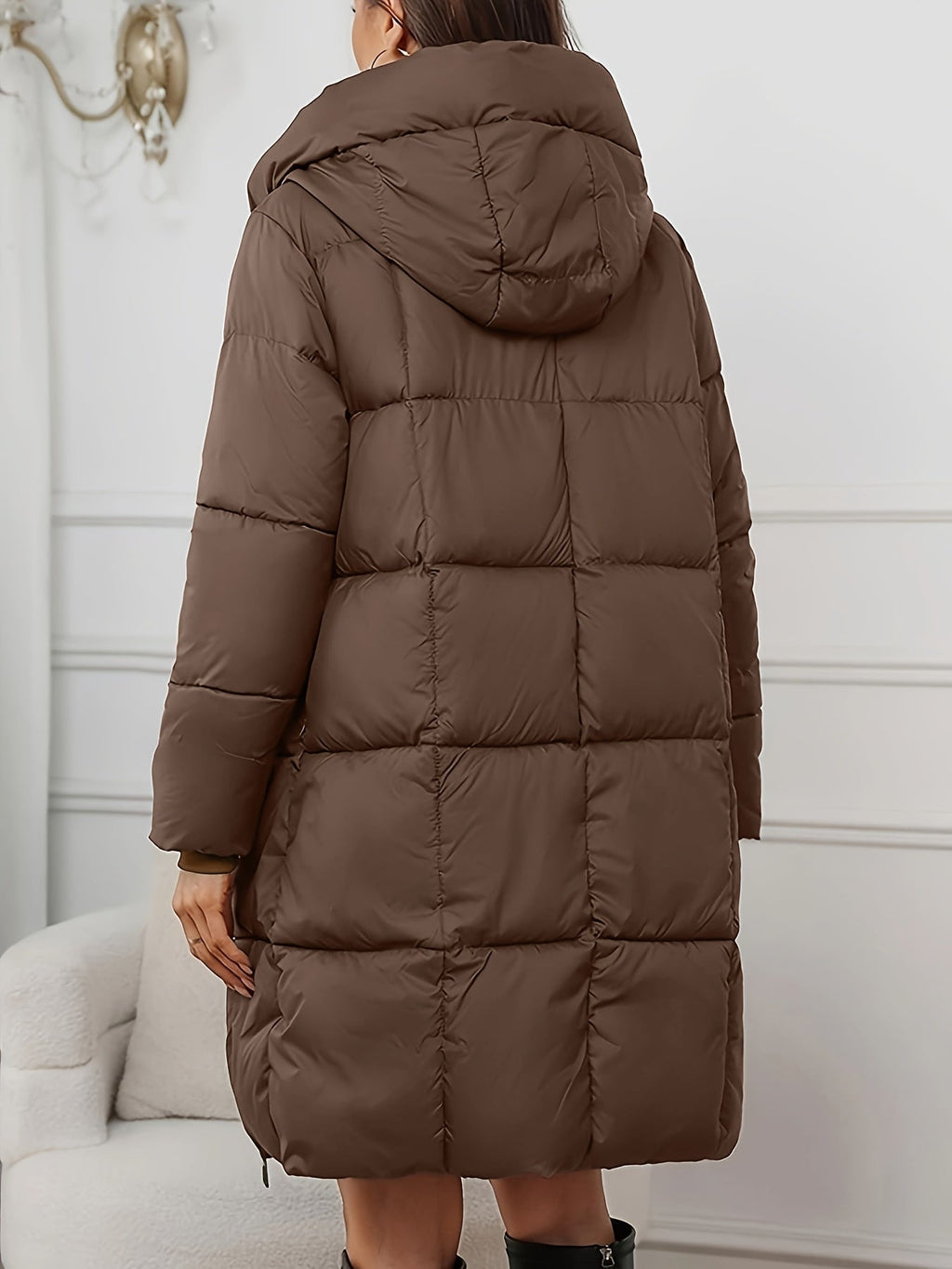 Women’s Hooded Longline Puffer Coat – Warm Lightweight Winter Style