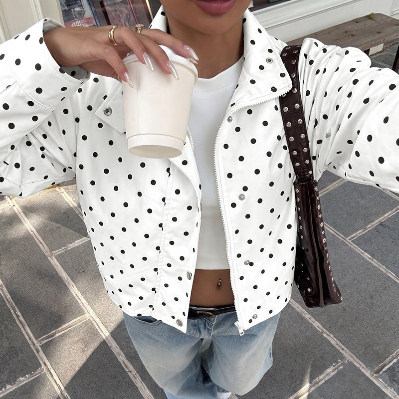 Women's Polka Dot Casual Coat - Soft Loose Fit Everyday Layer