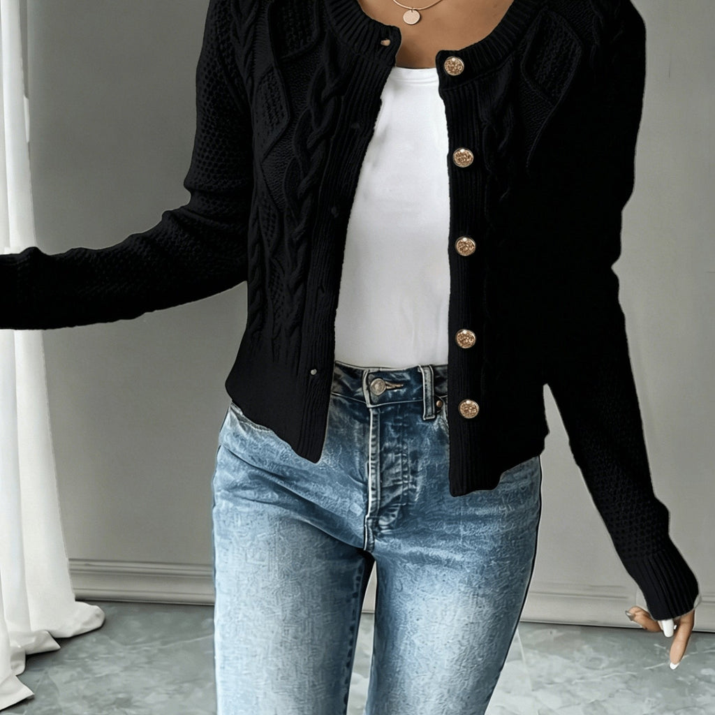 Cable-Knit Button Cardigan - Elegant and Cozy