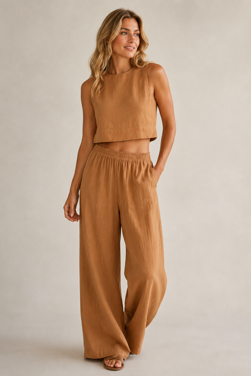 Women's Cotton Two-Piece Summer Set - Relaxed Matching Outfit