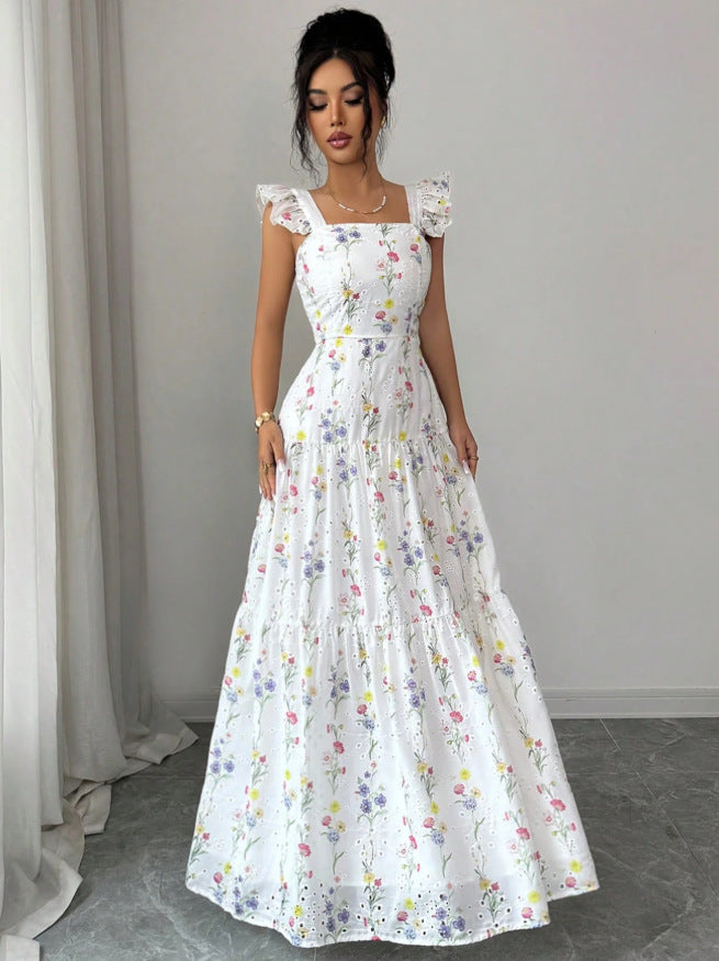Women's Floral Spaghetti-Strap Dress – Feminine French-Inspired Summer Style