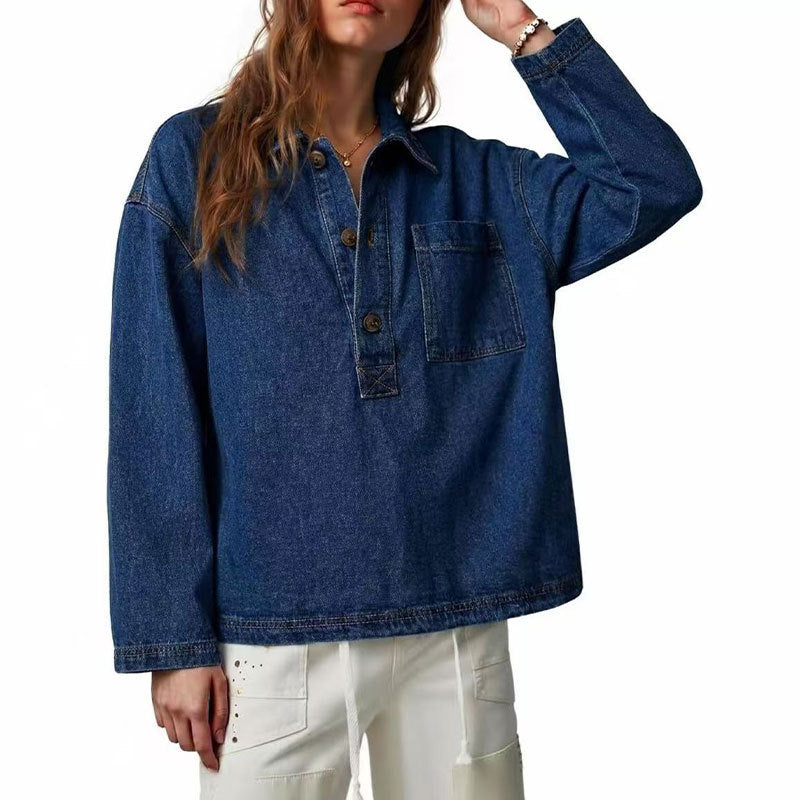 Light Blue Washed Denim Shirt - Vintage and Relaxed