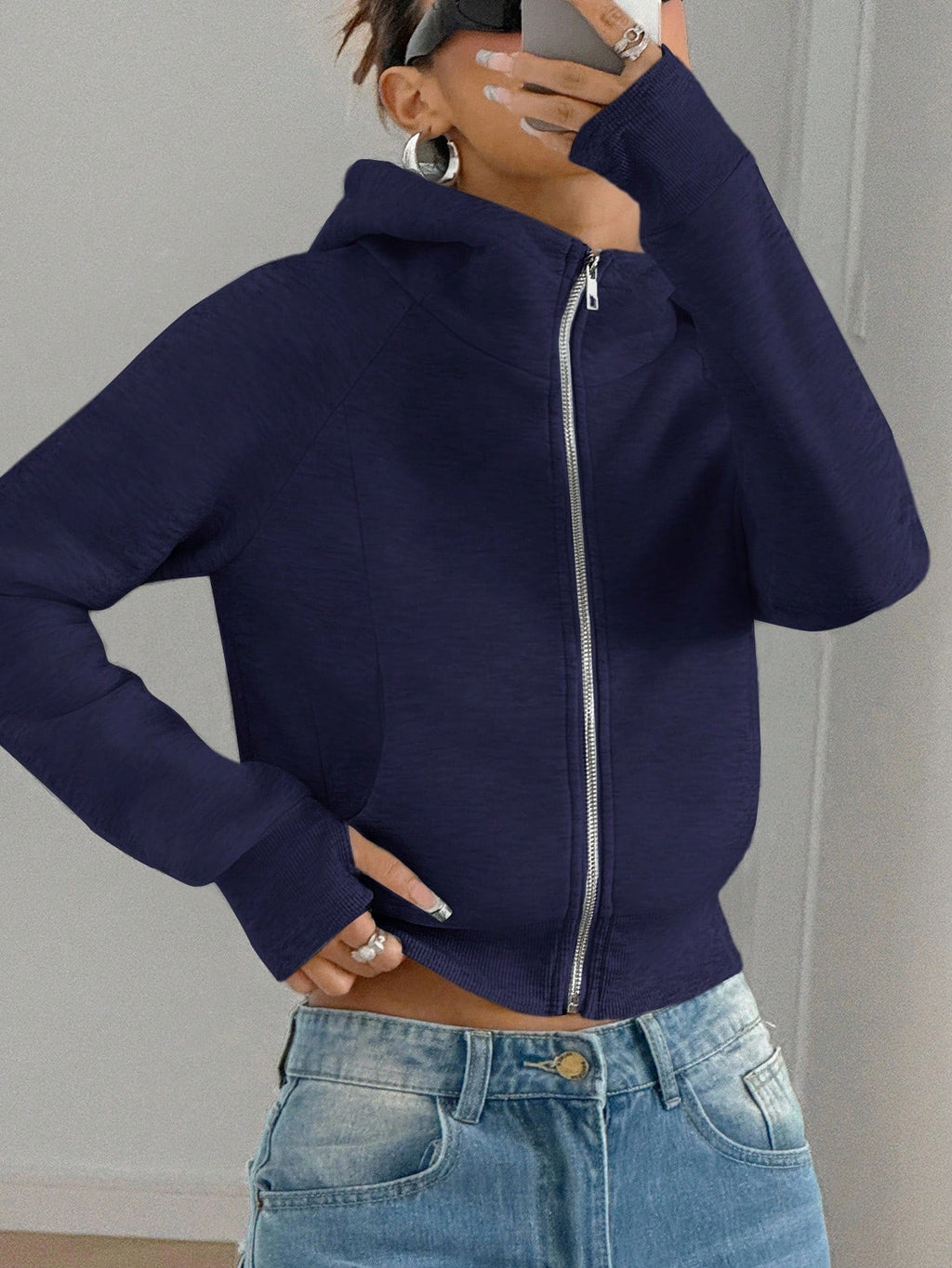 Cropped Solid Hoodie for Women - Casual and Comfortable