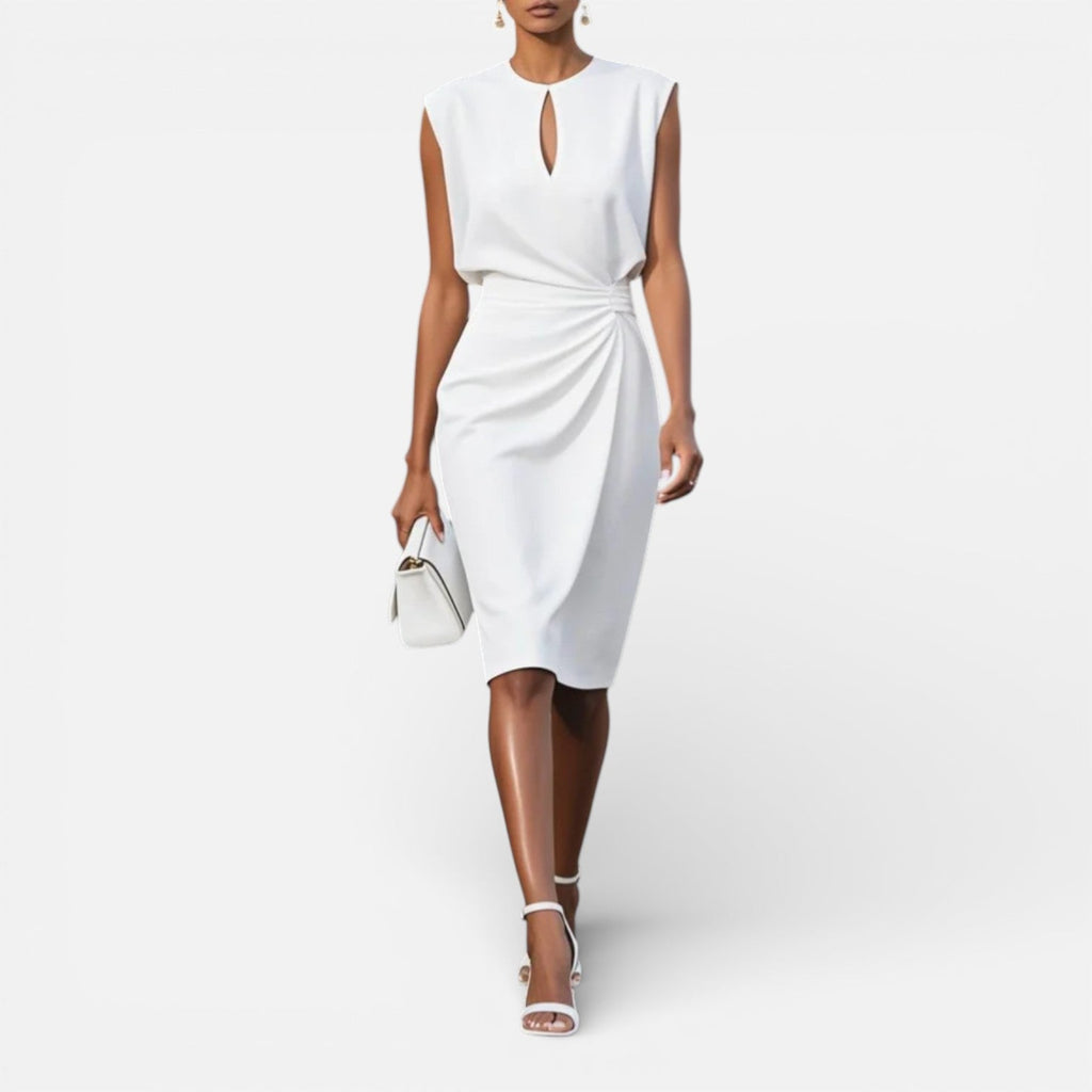 Women’s Classic Ruched Sheath Dress – Elegant Cap Sleeve Formal Dress