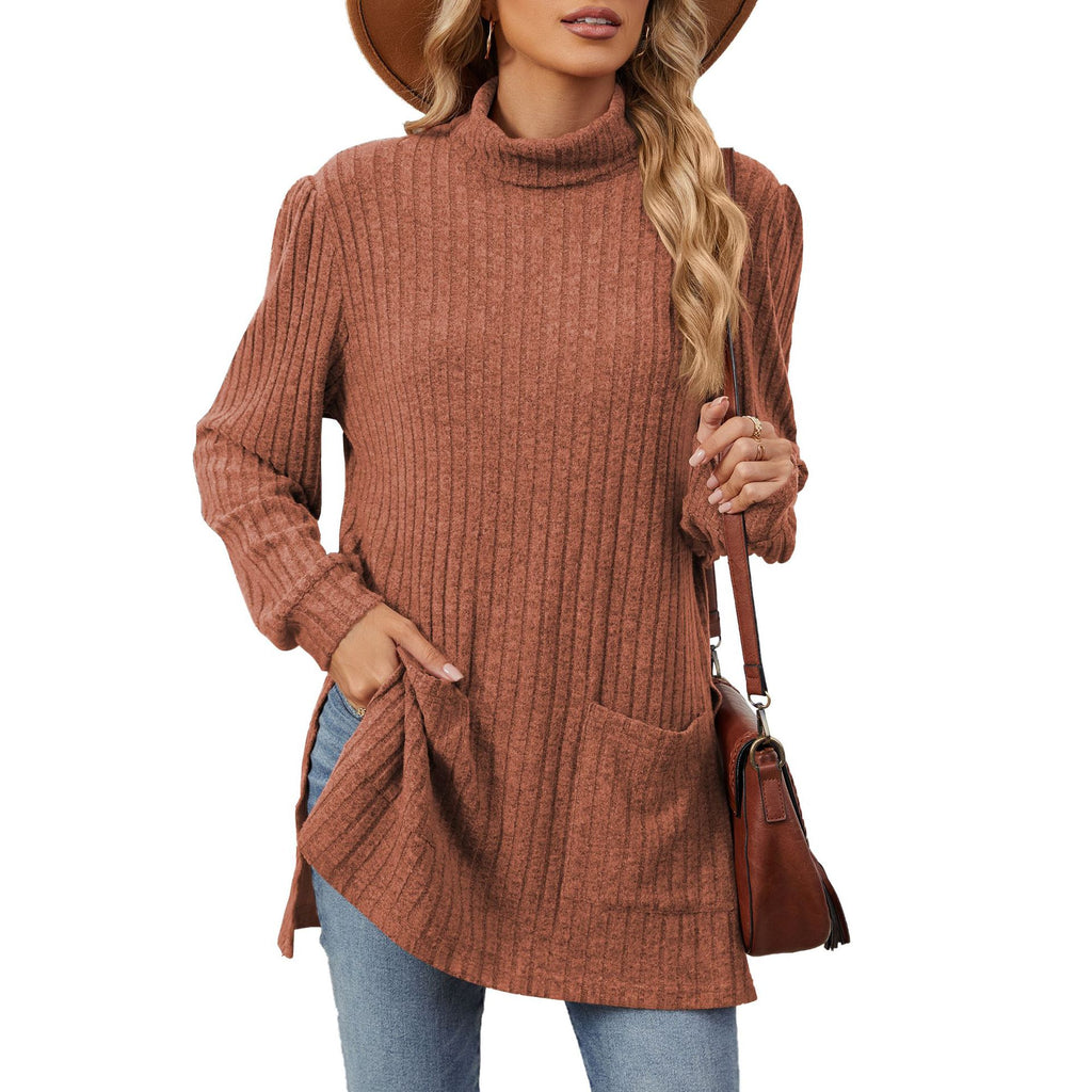 Loose Half-High-Neck T-Shirt - Easy and Practical