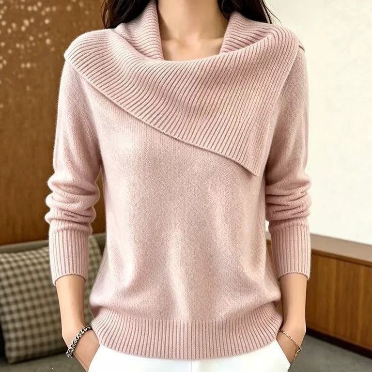 Women's Relaxed Fit Lapel Sweater - Soft Everyday Cozy Knit