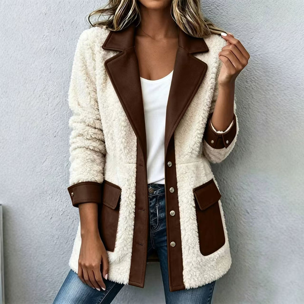 Patchwork Denim-Style Cardigan Coat - Warm and Original