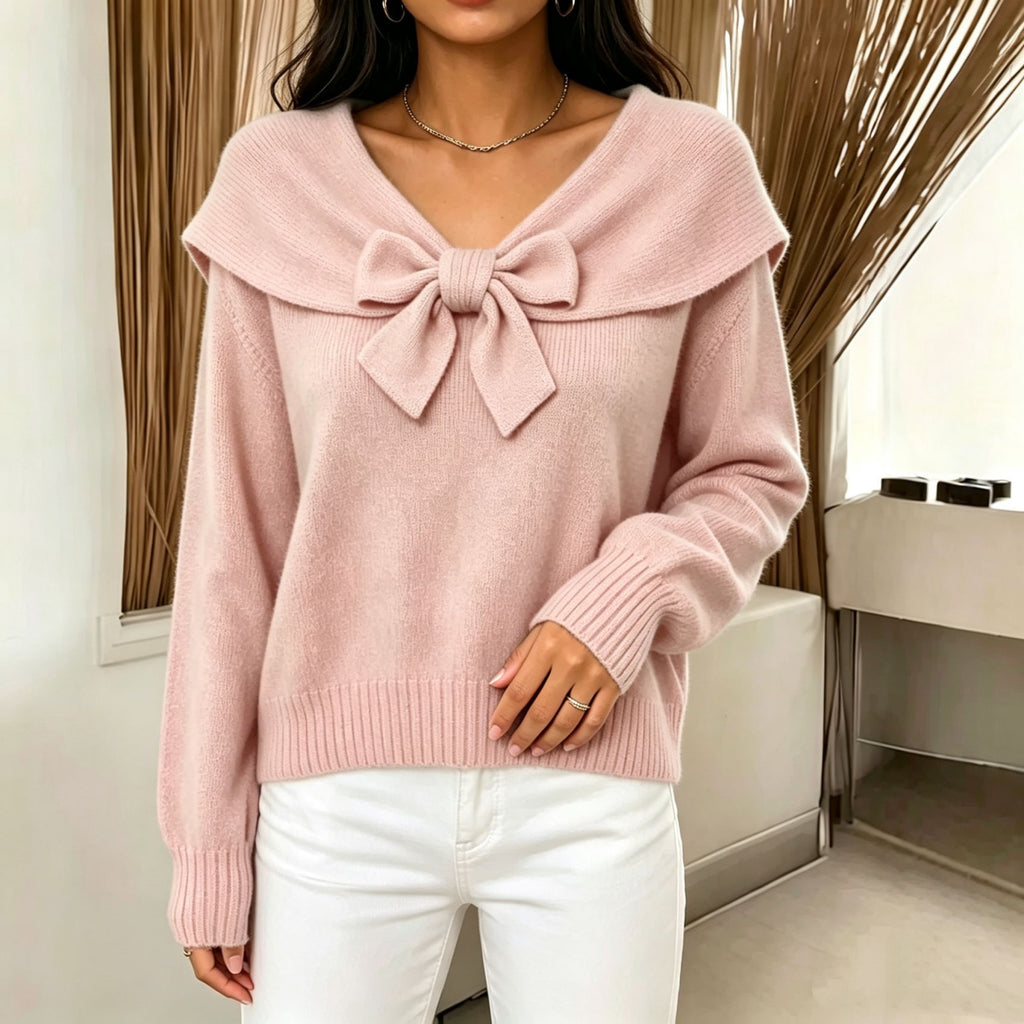 Bow-Knot Knit Sweater - Soft and Feminine