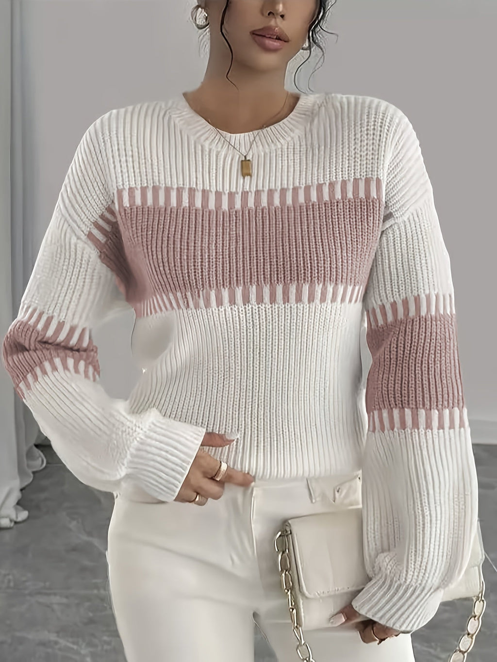 Women’s Colorblock Striped Sweater – Soft Casual Knit