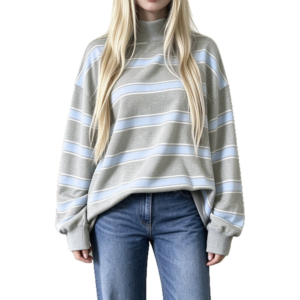 Women’s Striped Print Sweatshirt – Casual Fall Layer