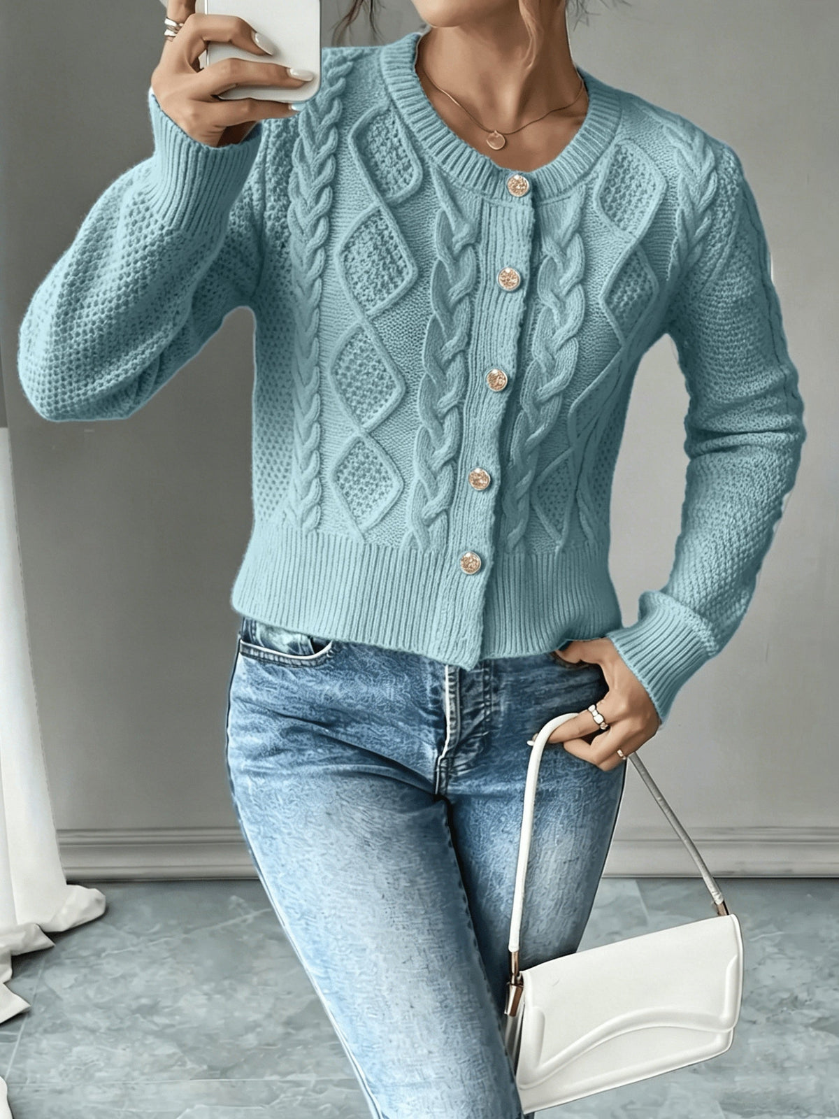 Cable-Knit Button Cardigan - Elegant and Cozy