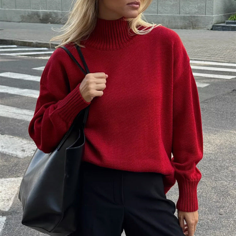 Women’s Casual Cozy Turtleneck Sweater – Relaxed-Fit Pullover Knitwear