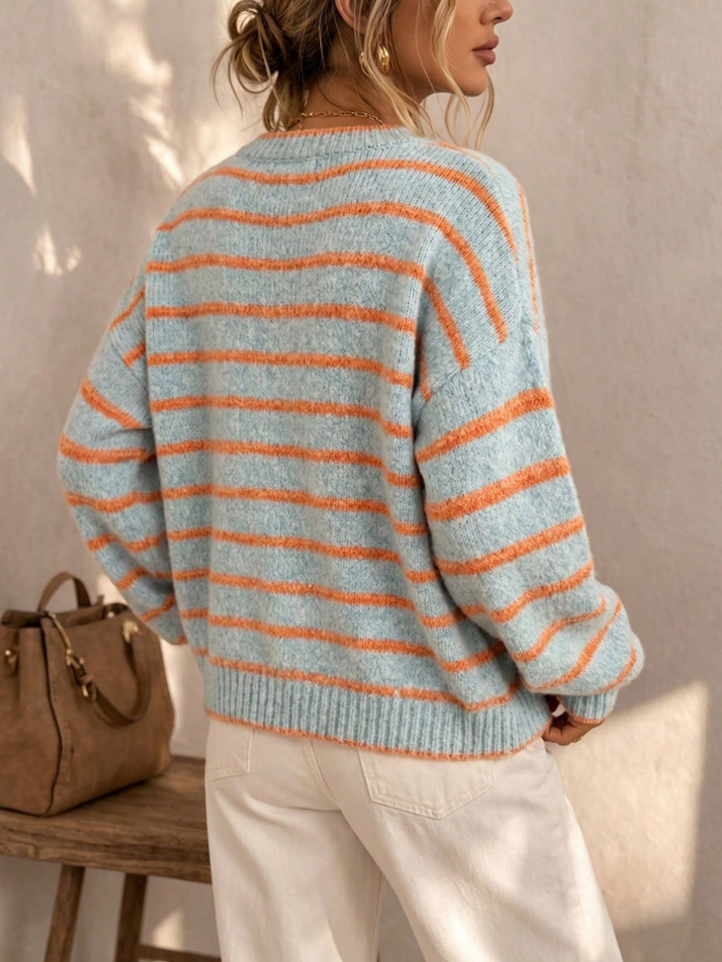 Women’s Crew Neck Cardigan – European American Chic Casual Style