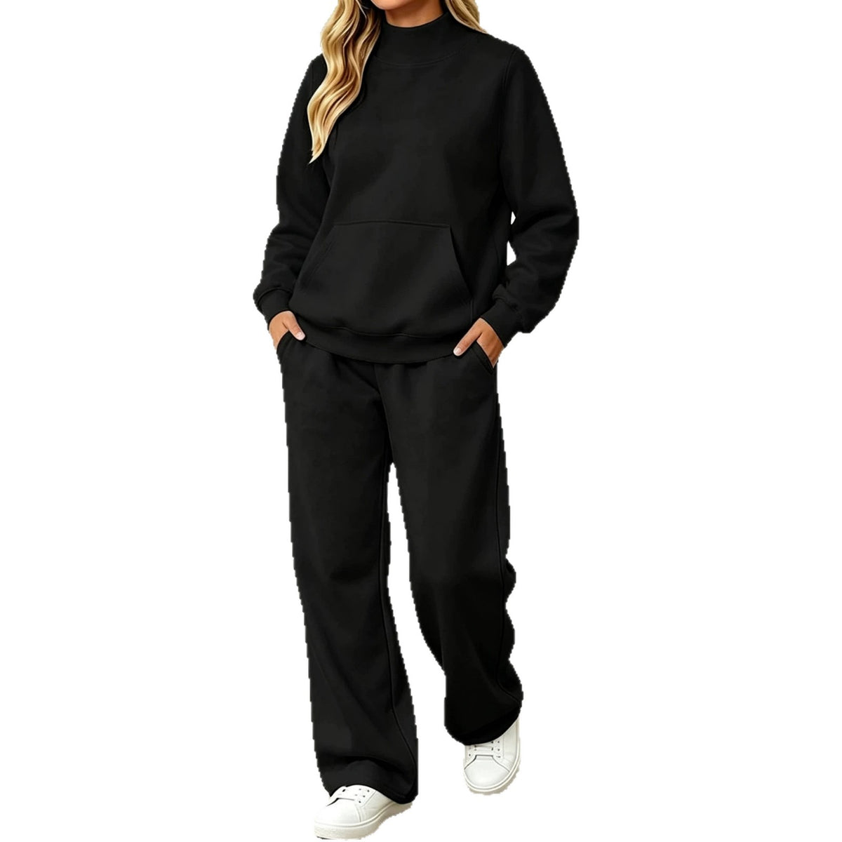 Mock-Neck Sweatshirt Set - Cozy and Easy