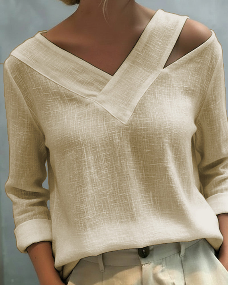 Melyra Women’s Elegant Top – Asymmetrical V-Neck Stylish Work Party Style