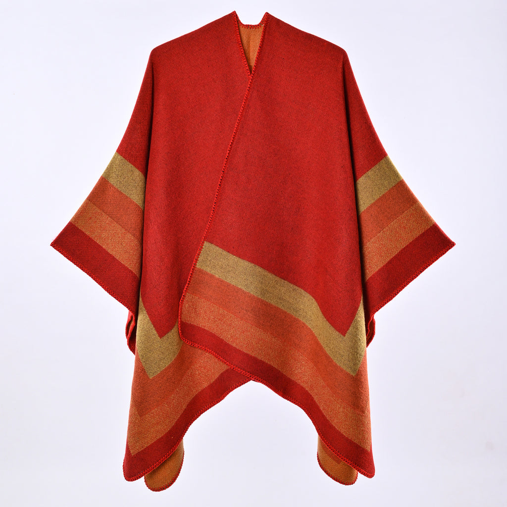 Women's Jacquard Cashmere-Feel Poncho - Chic and Cozy