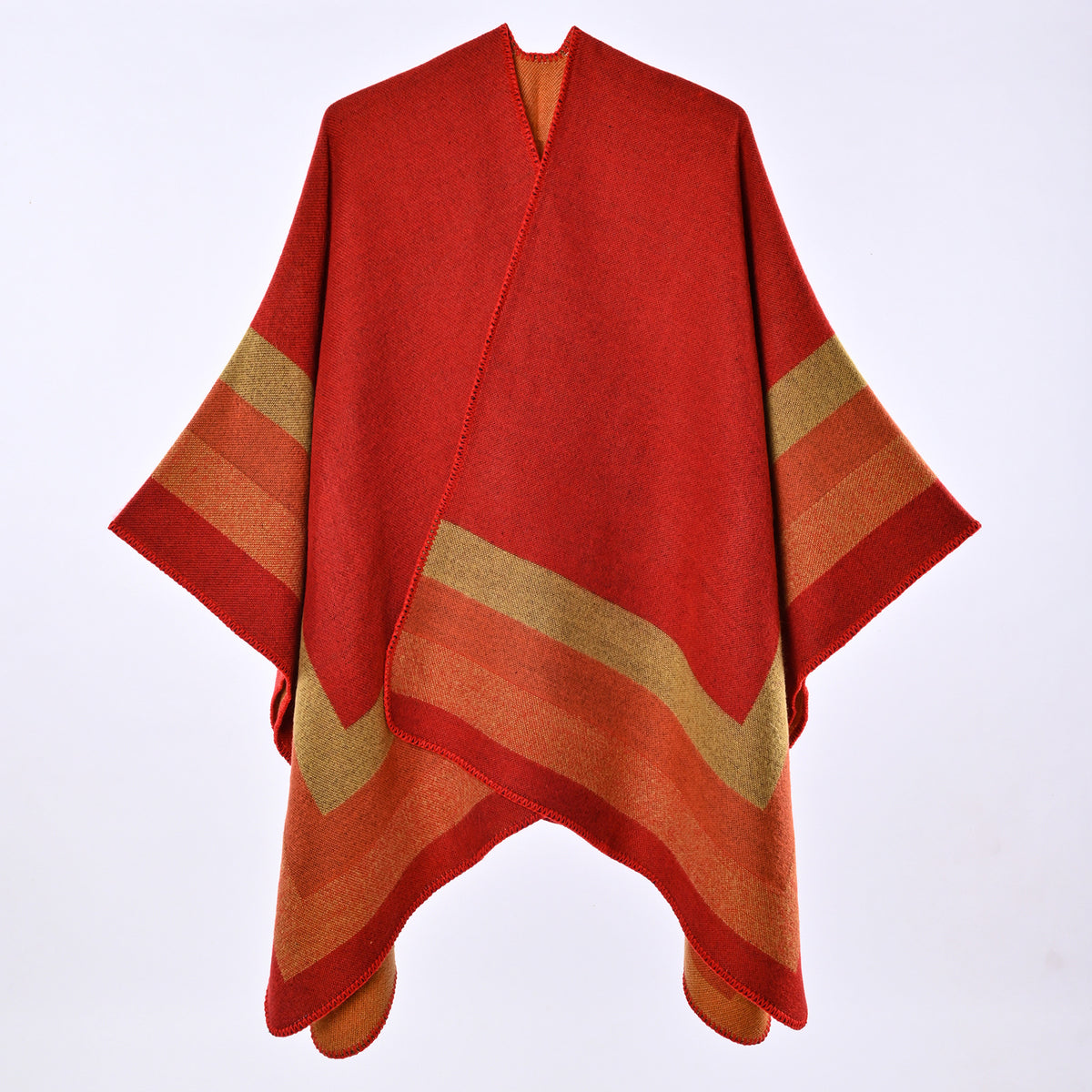 Women's Jacquard Cashmere-Feel Poncho - Chic and Cozy