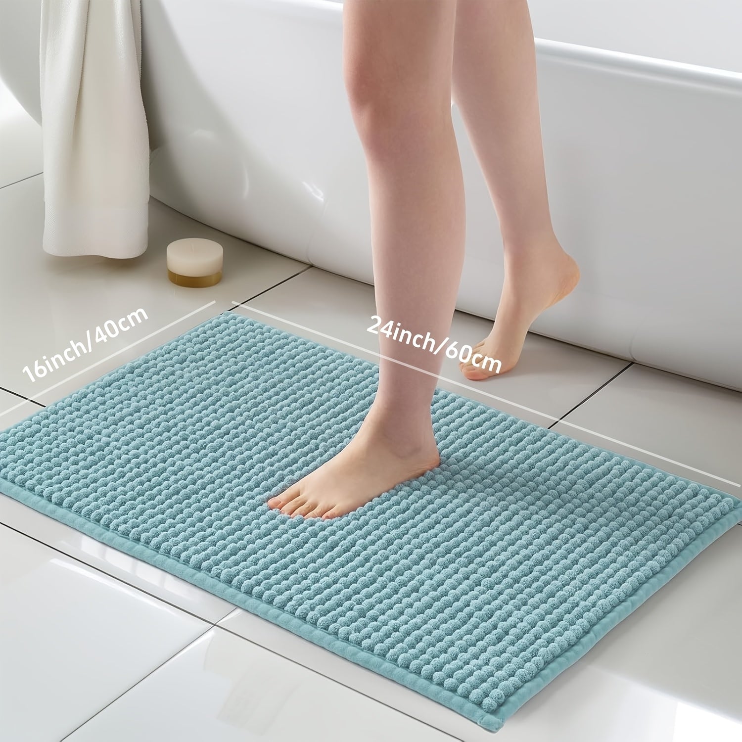 Soft Chenille Bathroom Mat – Plush Absorbent Non-Slip Quick-Dry Rug