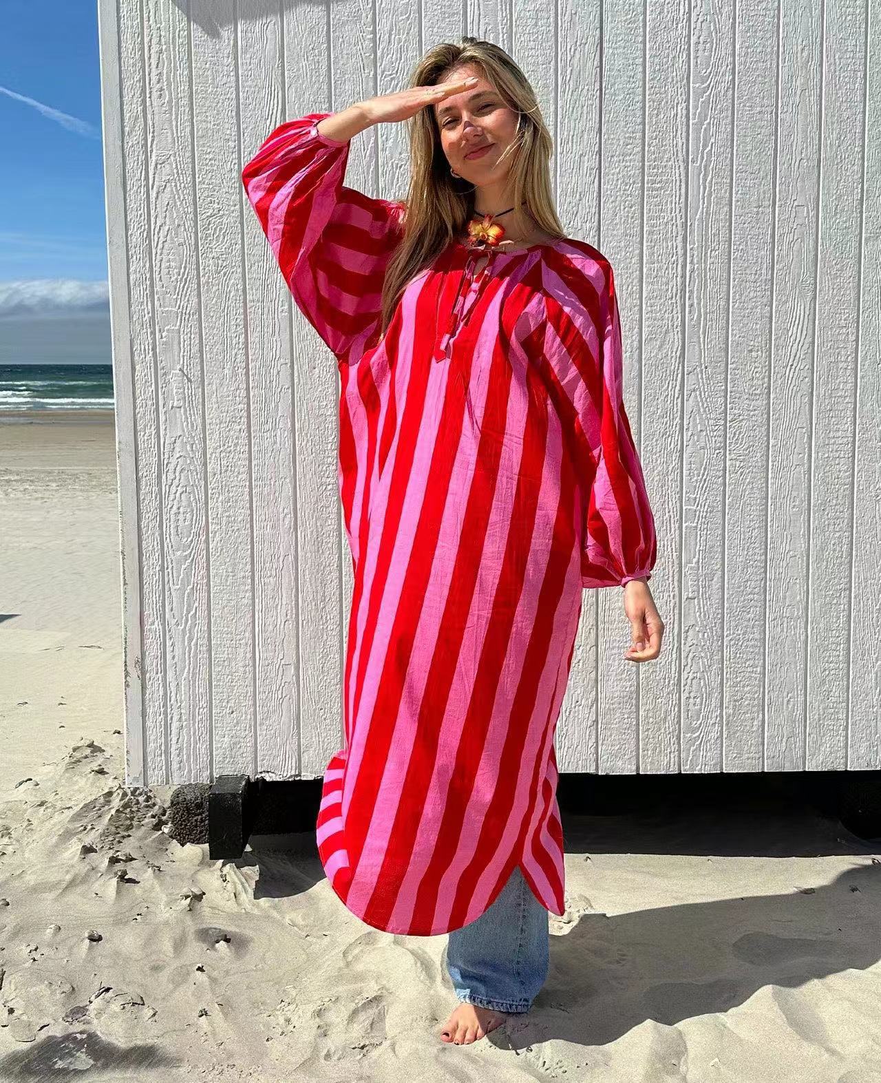 Women's Loose-Fit Striped Maxi Dress – Relaxed Summer Daywear Style