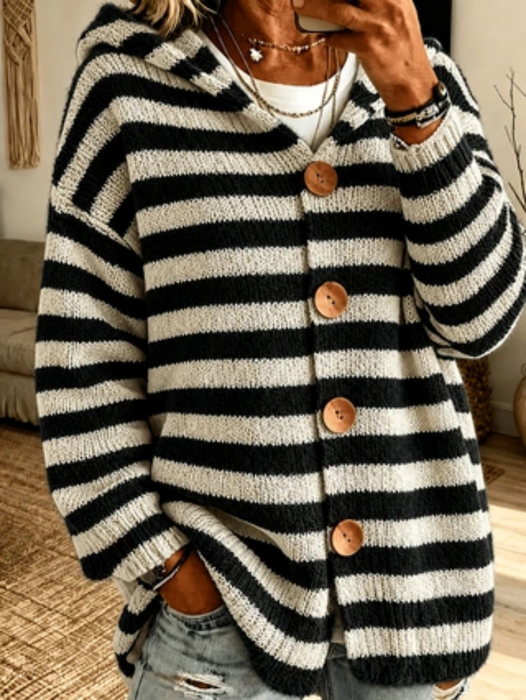 Women's Striped Knit Sweater - Soft Casual Everyday Layer