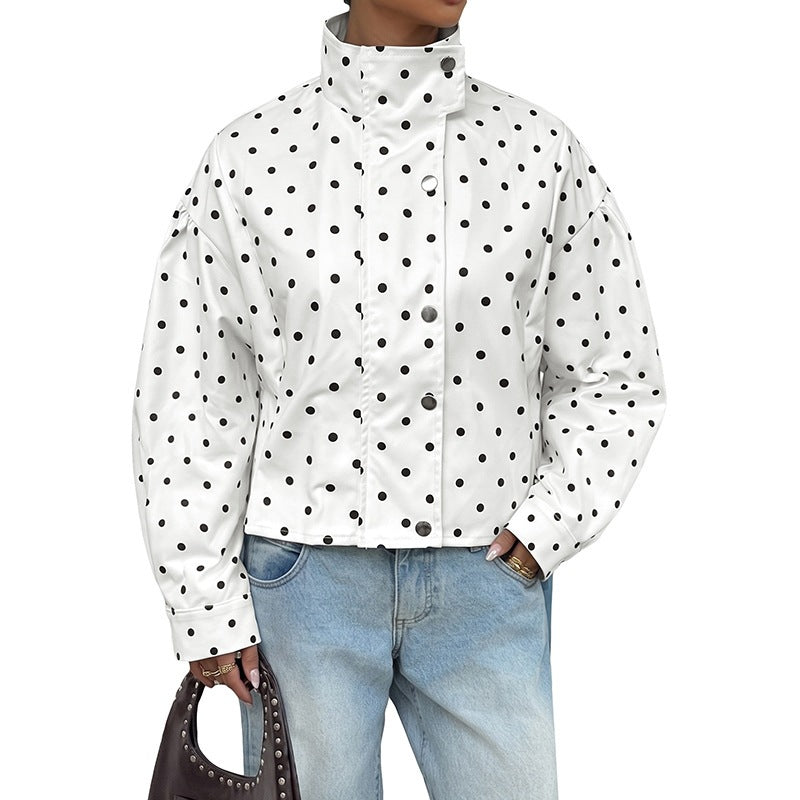 Women's Polka Dot Casual Coat - Soft Loose Fit Everyday Layer