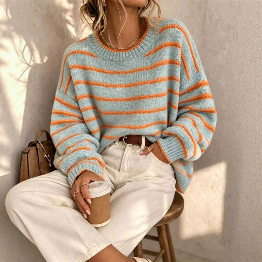 Round-Neck Knit Pullover Sweater - Casual and Comfortable
