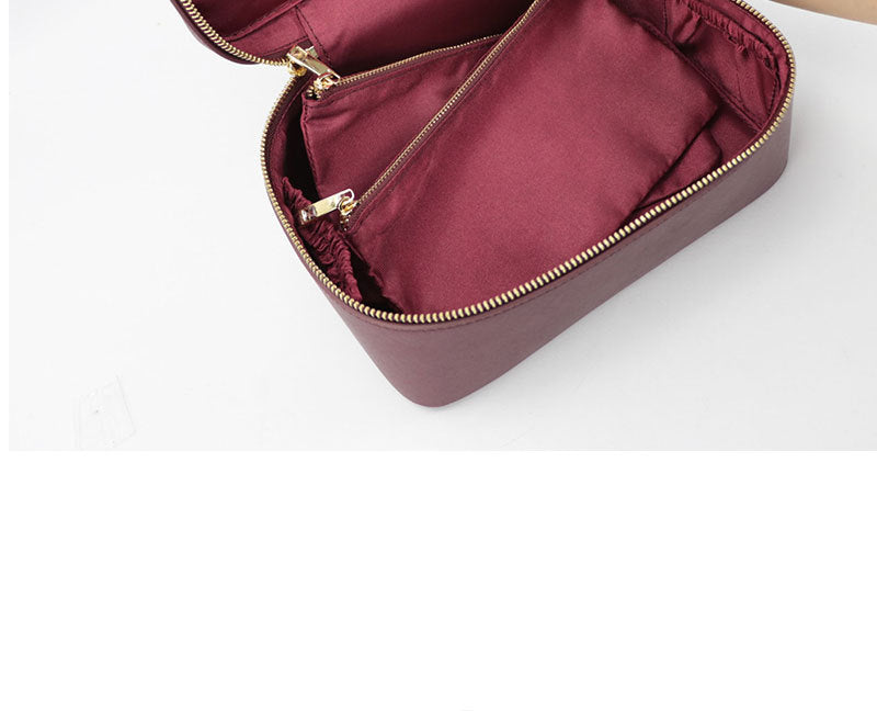 Split Leather Travel Toiletry Bag – Genuine Leather Portable Toiletry Bag