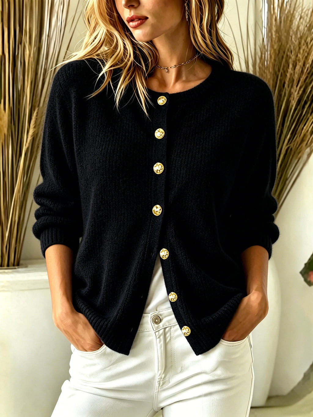 Women’s Button-Down Knit Cardigan – Soft Versatile Layer