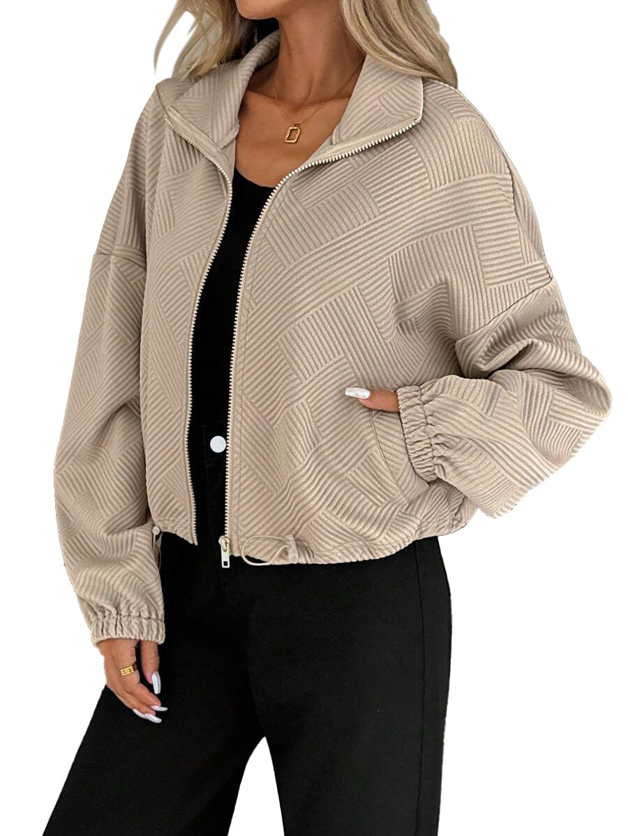 High-Collar Baseball Jacket - Sporty and Practical
