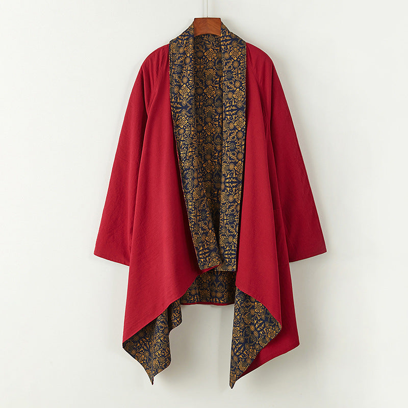 Women's Cotton Linen Kimono Jacket - Vintage Casual Open Front Layer