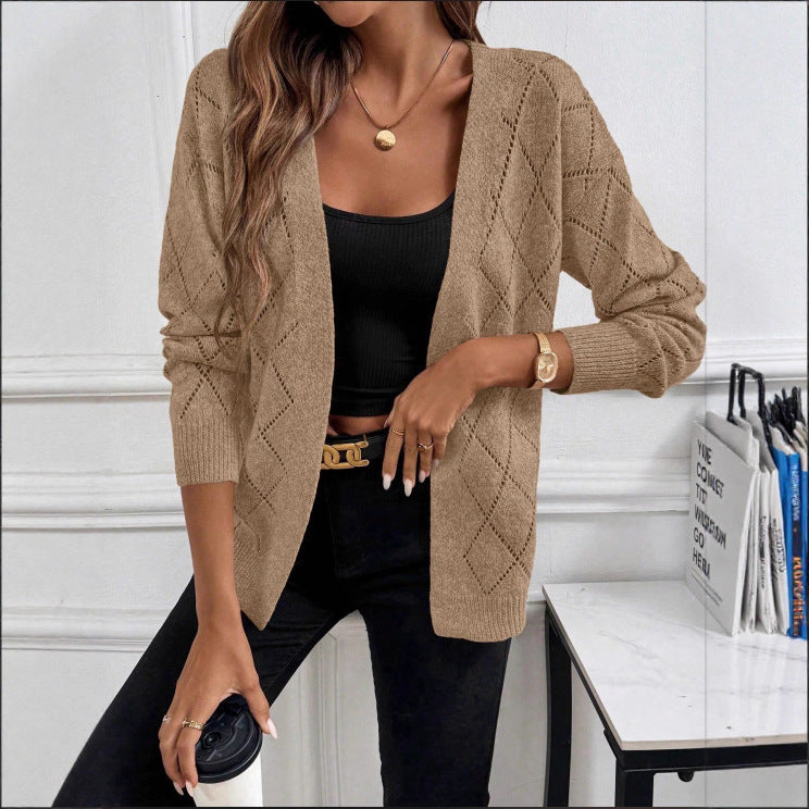 Open-Knit Long-Sleeve Cardigan - Light and Elegant