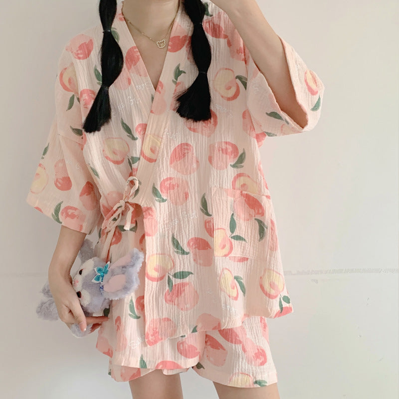 Damespyjamaset in schattige, casual stijl – stijlvolle, eenvoudige nachtkleding in Japanse stijl