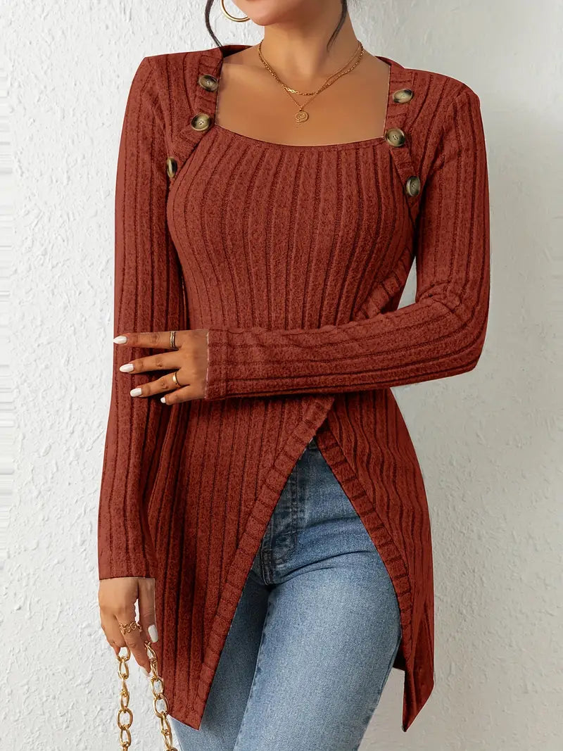 Women's One Shoulder Ribbed Top - Fitted Modern Daywear Essential