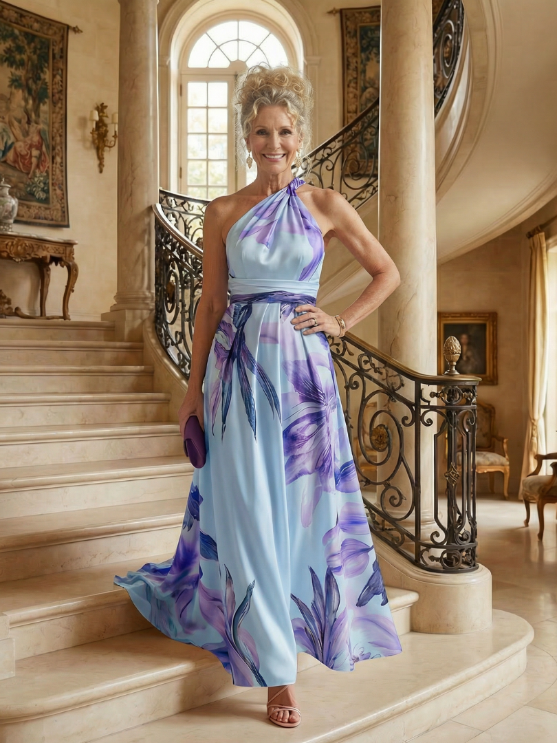 Women's Light Floral Maxi Dress - Soft Flowing Holiday Style