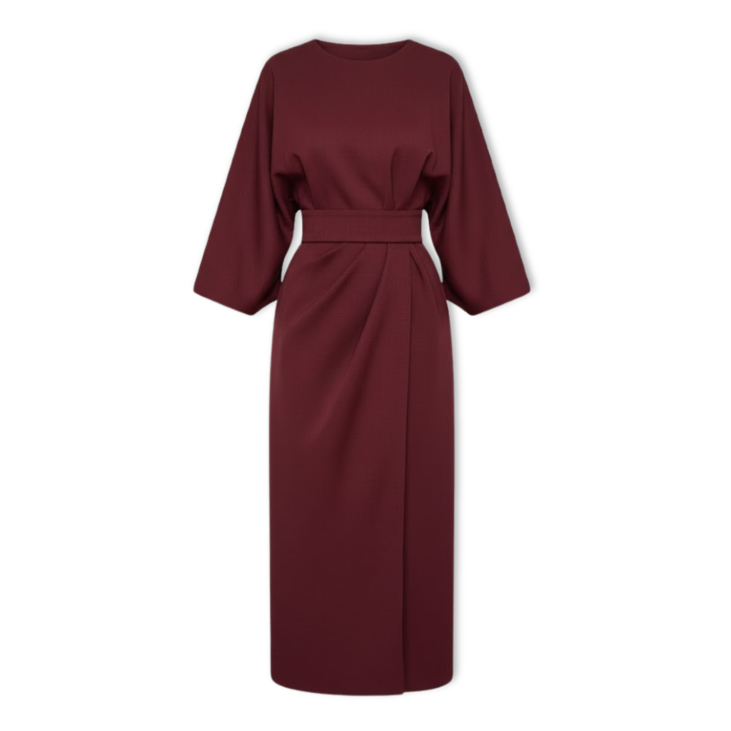 Women's Batwing Sleeve Maxi Dress – Defined Waist Flowy Dress