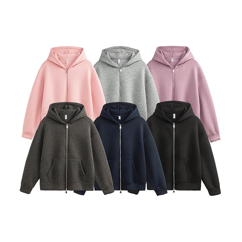 Unisex Retro Oversized Hoodie – Loose Casual Zip-Up Sweatshirt