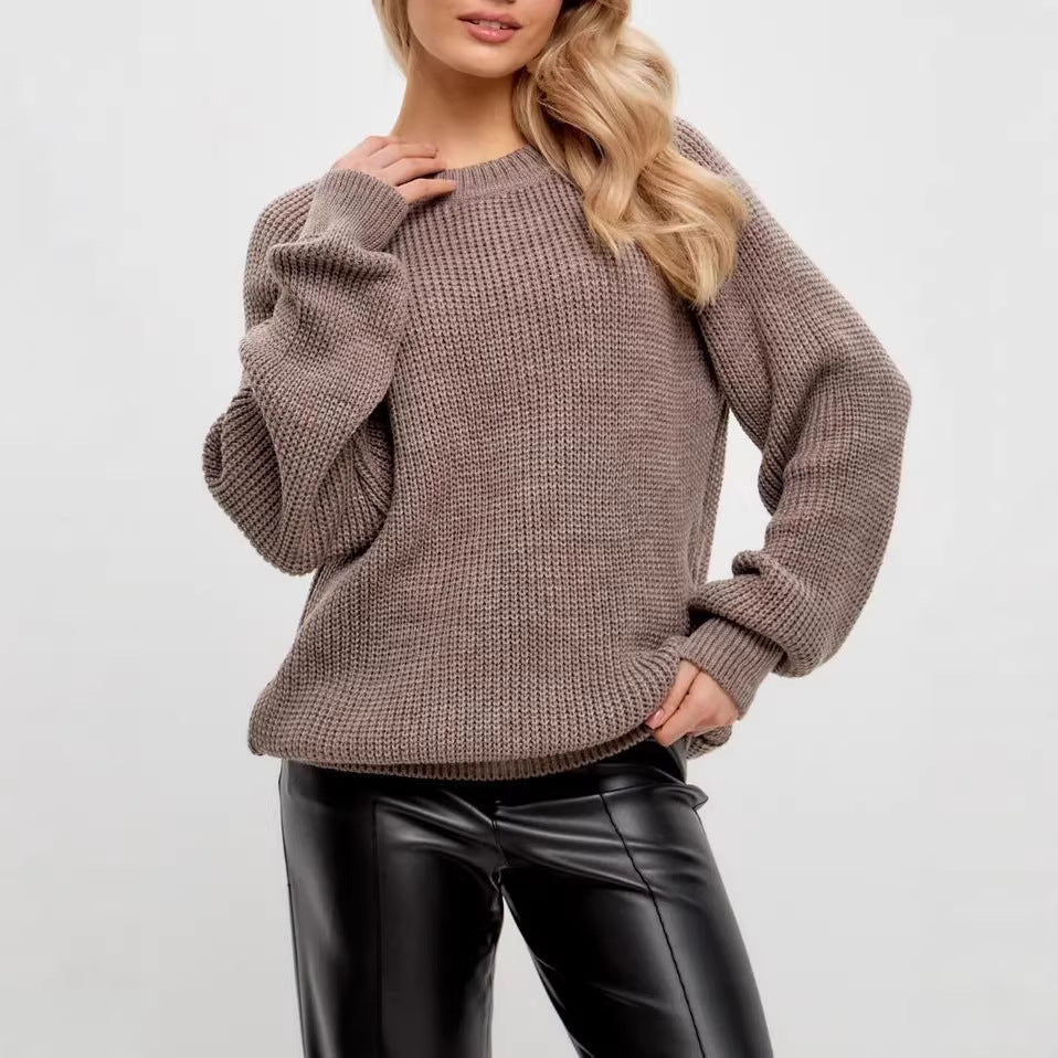 Women's Thick Knit Sweater - Soft Solid Color Cozy Everyday Knit